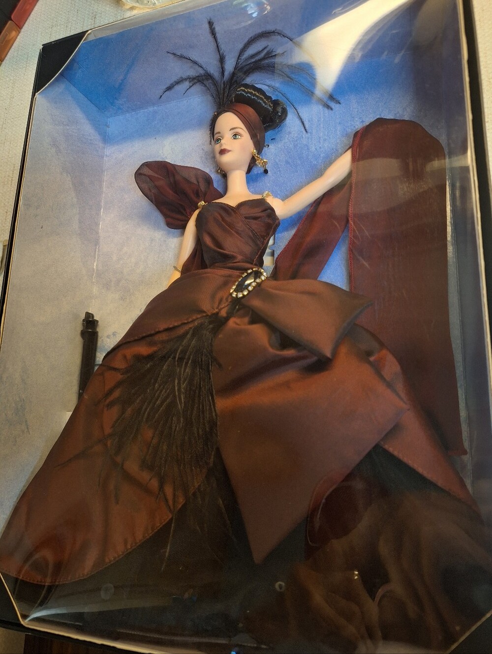 1997 Moonlight Waltz Barbie Doll In Burgandy Dress New In Box - Picture 2 of 4